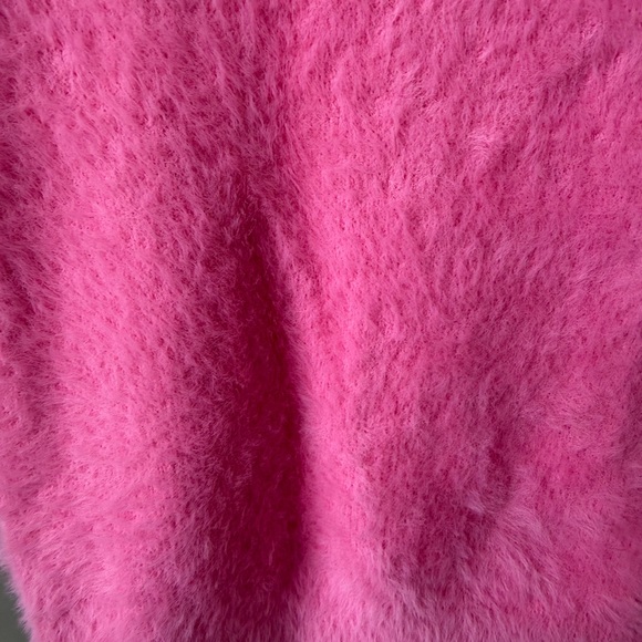 Anthropologie Vibrant Pink Mock Neck Fuzzy Sweater - Picture 4 of 11